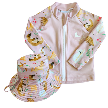 LITTLE E & CO - RASHIE & HAT (AUSTRALIAN ANIMALS)