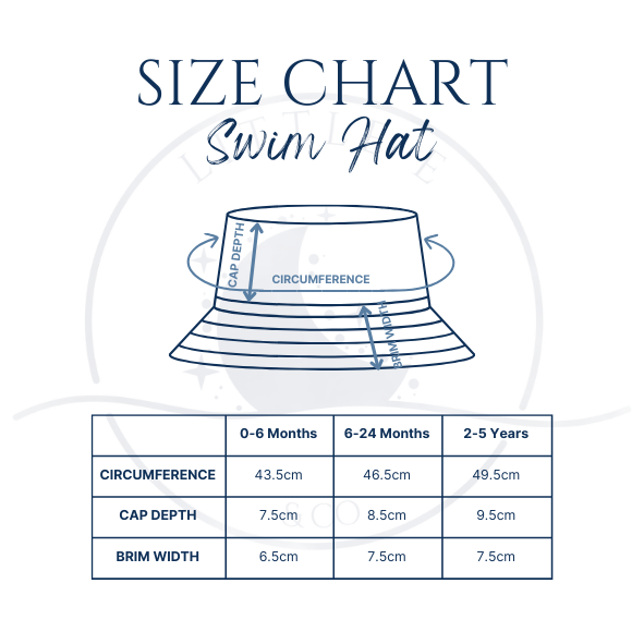 LITTLE E & CO SIZE CHART-SWIM HAT
