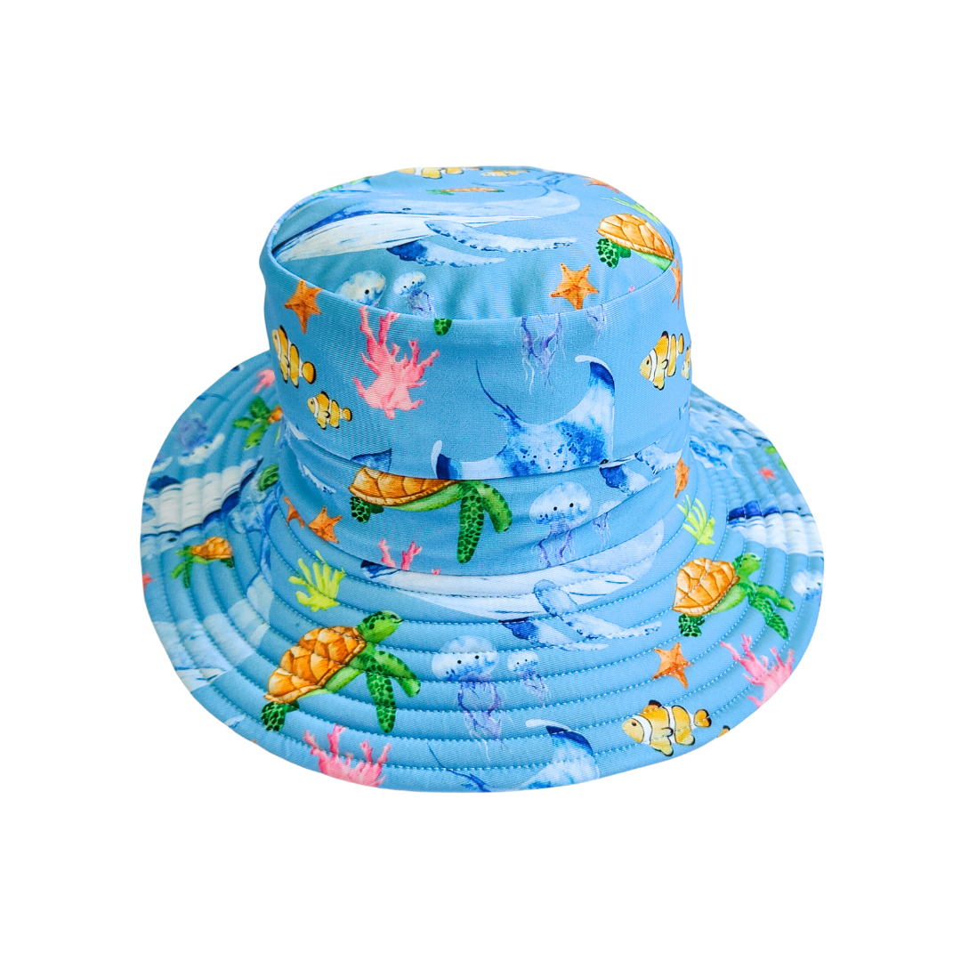 REVERSIBLE SWIM HAT ~ OCEAN