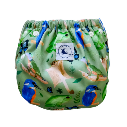 REUSABLE SWIM NAPPY & MINI WET BAG COMBO ~ FOREST