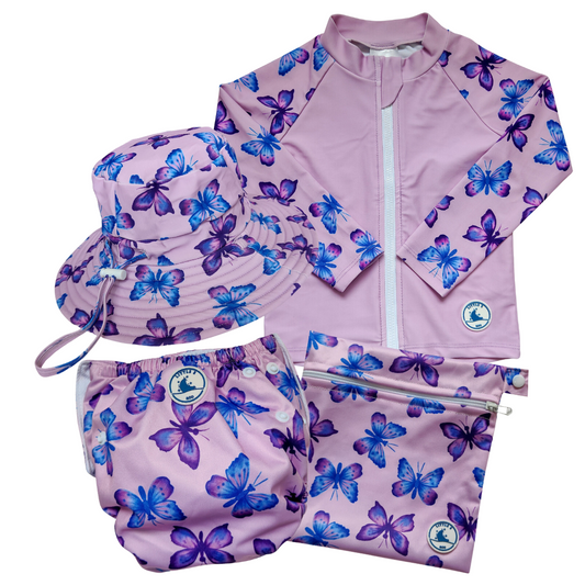 BEACH DAY ESSENTIALS COMBO (SWIM NAPPY) ~ BUTTERFLIES