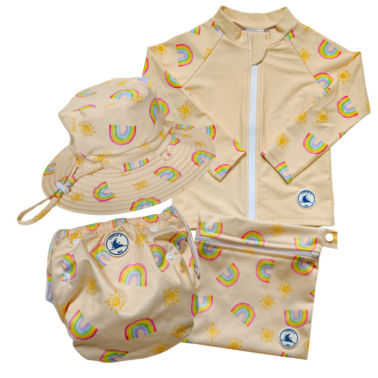 BEACH DAY ESSENTIALS COMBO (SWIM NAPPY) ~ RAINBOWS