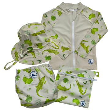 Baby Swimwear Set - Beach Day Combo (Swim Nappy) ~ Crocodiles