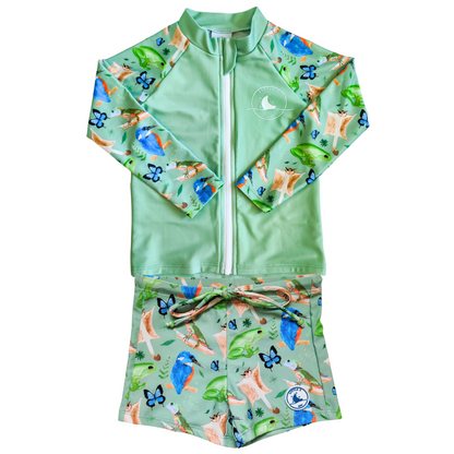 LONG SLEEVE RASHIE & SWIM SHORT COMBO ~ FOREST