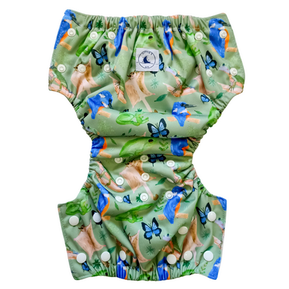 REUSABLE SWIM NAPPY & MINI WET BAG COMBO ~ FOREST