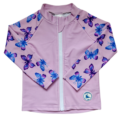 LONG SLEEVE RASHIE & SWIM SHORT COMBO ~ BUTTERFLIES