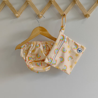 REUSABLE SWIM NAPPY & MINI WET BAG COMBO ~ RAINBOWS