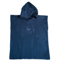 LITTLE E & CO - 100% Waffle Cotton Hooded Poncho Towel with embodied logo in a navy blue colour