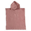LITTLE E & CO - 100% Waffle Cotton Hooded Poncho Towel with embodied logo in a salmon pink colour