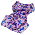 LITTLE E & CO – kids swim nappy, a pastel purple with a colourful pink, blue and purple butterflies. The swim nappy is a one size fits most design and has 3 adjustable snap settings.