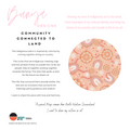 Pink aboriginal/ indigenous print inspired by community coming together, created by artist Leah Cummings.