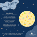 Rainbow print on a light yellow background, Created by artist Jess Walker. Charity donations to The Pink Elephants Support Network.