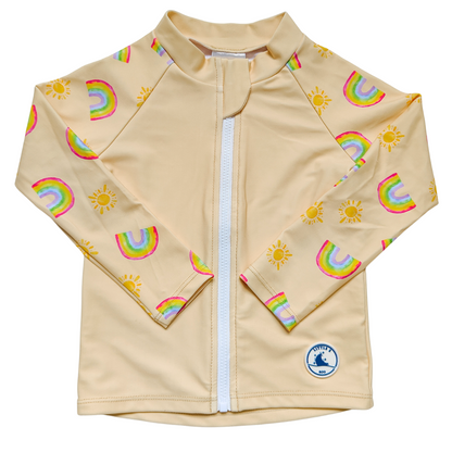 LONG SLEEVE RASHIE & REVERSIBLE SWIM HAT COMBO ~ RAINBOWS